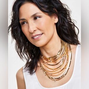 I.n.c. International Concepts Crystal & Omega Chain Layered Necklace